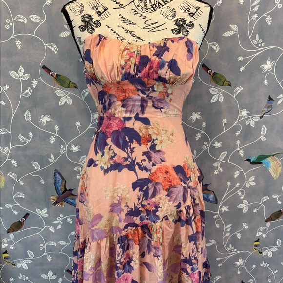 NWT Hello Molly Summer Girl Maxi Strapless Floral Peach Dress women XS - Picture 4 of 16